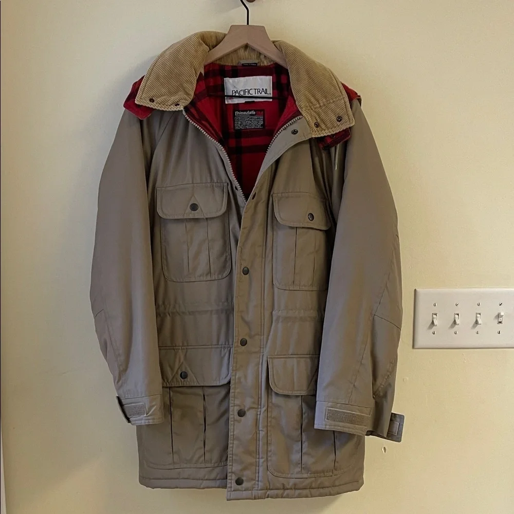 Pacific Trail Thinsulate 3M Vintage Parka Coat Men’s Plaid Lined 80s 90s - Picture 1 of 7